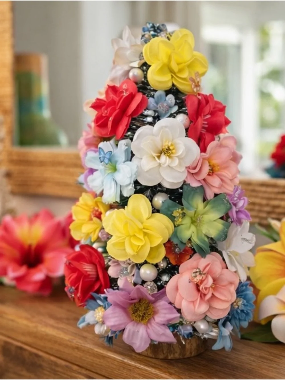 Multicolor Floral Decorative Tree 10 inch. - Home Accents